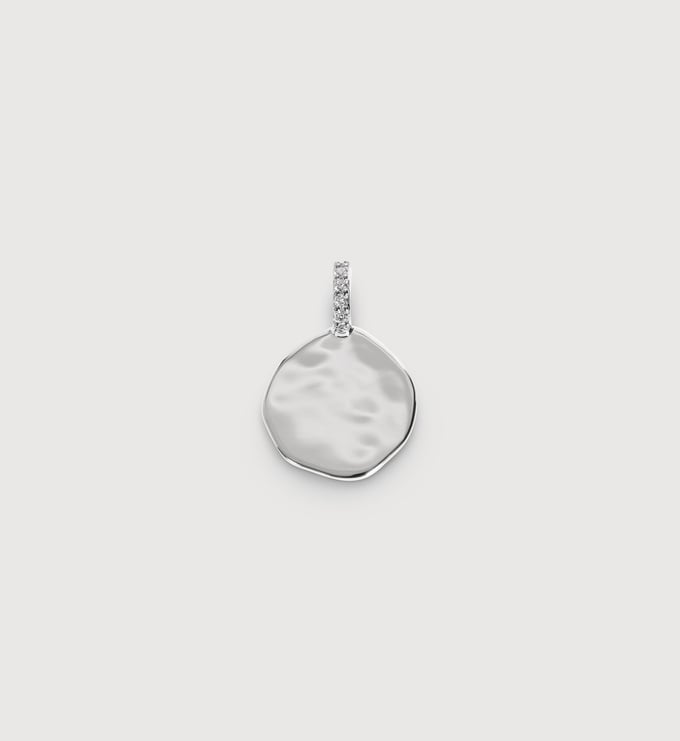 Sterling Silver Diamond Coin Pendant - Lab Grown Diamond - Monica Vinader
