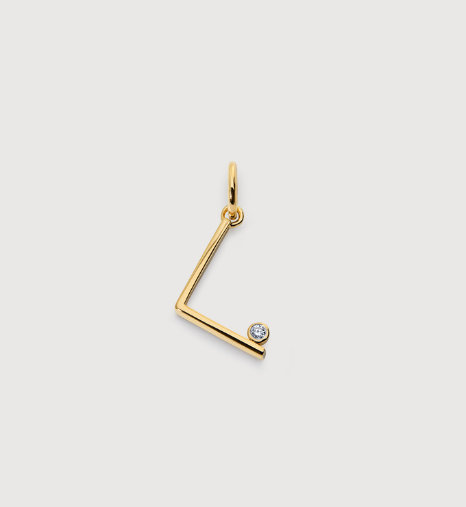 Gold Vermeil Solitaire Diamond Initial L Pendant - Lab Grown Diamond - Monica Vinader