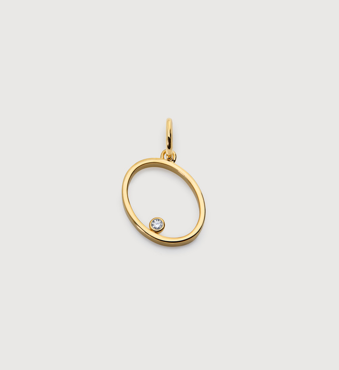 Gold Vermeil Solitaire Diamond Initial O Pendant - Lab Grown Diamond - Monica Vinader