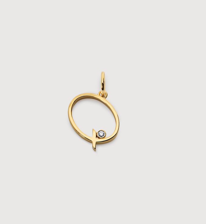 Gold Vermeil Solitaire Diamond Initial Q Pendant - Lab Grown Diamond - Monica Vinader