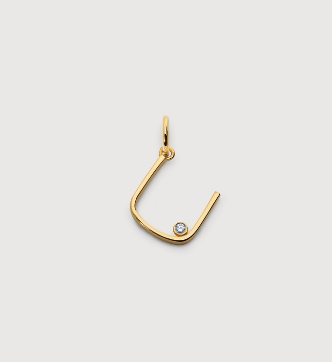 Gold Vermeil Solitaire Diamond Initial U Pendant - Lab Grown Diamond - Monica Vinader