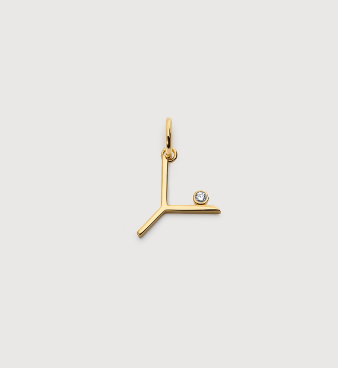 Gold Vermeil Solitaire Diamond Initial Y Pendant - Lab Grown Diamond - Monica Vinader