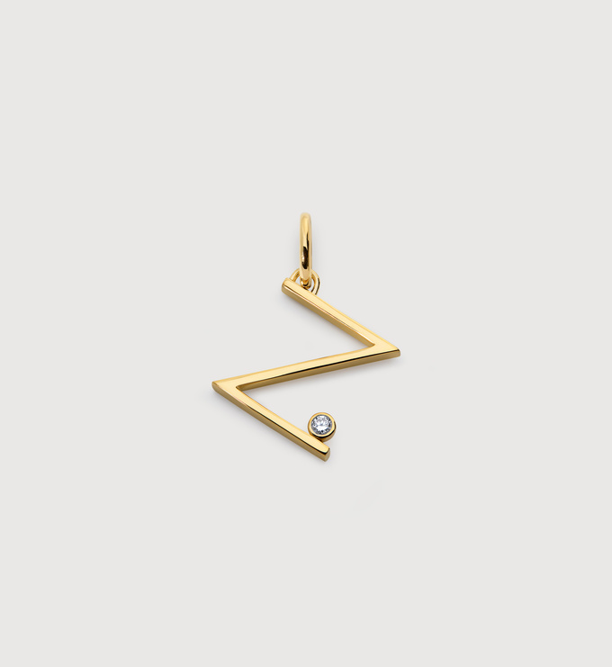 Gold Vermeil Solitaire Diamond Initial Z Pendant - Lab Grown Diamond - Monica Vinader
