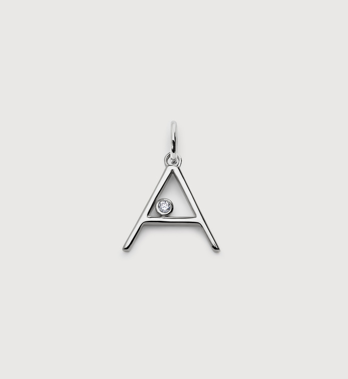Sterling Silver Solitaire Diamond Initial A Pendant - Lab Grown Diamond - Monica Vinader