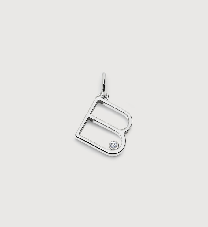 Sterling Silver Solitaire Diamond Initial B Pendant - Lab Grown Diamond - Monica Vinader