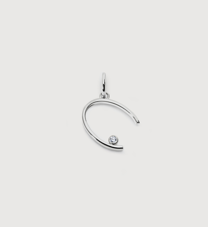 Sterling Silver Solitaire Diamond Initial C Pendant - Lab Grown Diamond - Monica Vinader