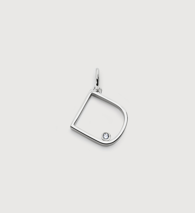 Sterling Silver Solitaire Diamond Initial D Pendant - Lab Grown Diamond - Monica Vinader