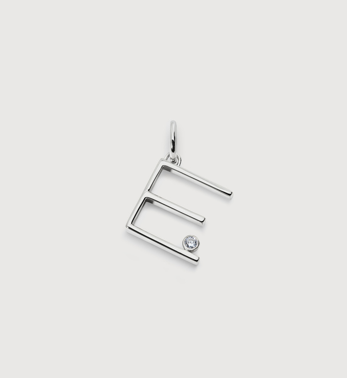 Sterling Silver Solitaire Diamond Initial E Pendant - Lab Grown Diamond - Monica Vinader