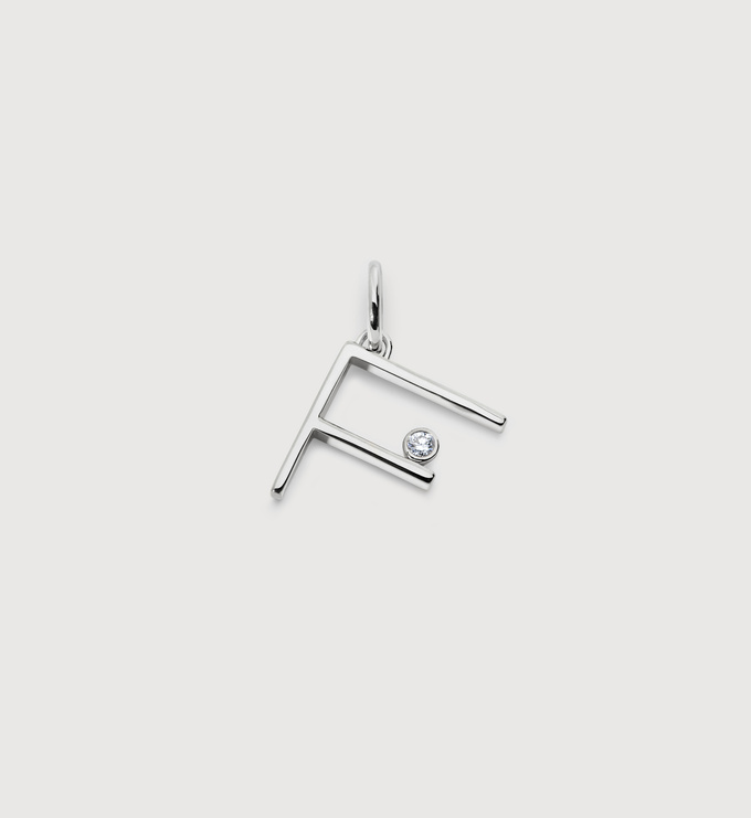 Sterling Silver Solitaire Diamond Initial F Pendant - Lab Grown Diamond - Monica Vinader