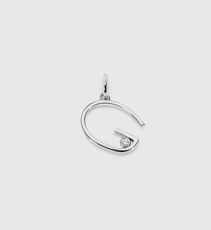 Sterling Silver Solitaire Diamond Initial G Pendant - Lab Grown Diamond - Monica Vinader