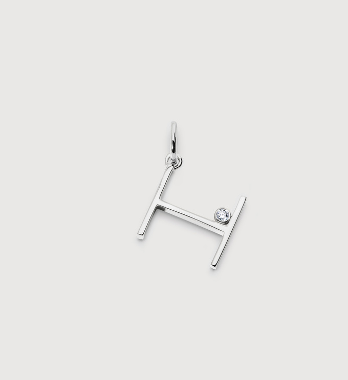 Sterling Silver Solitaire Diamond Initial H Pendant - Lab Grown Diamond - Monica Vinader