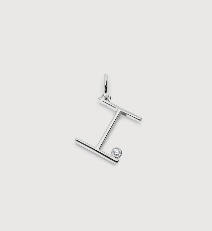Sterling Silver Solitaire Diamond Initial I Pendant - Lab Grown Diamond - Monica Vinader