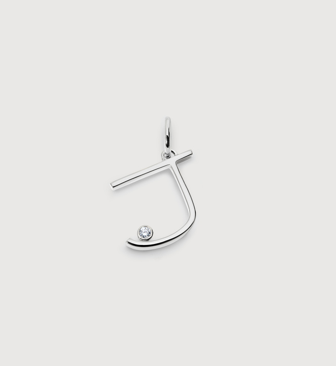 Sterling Silver Solitaire Diamond Initial J Pendant - Lab Grown Diamond - Monica Vinader