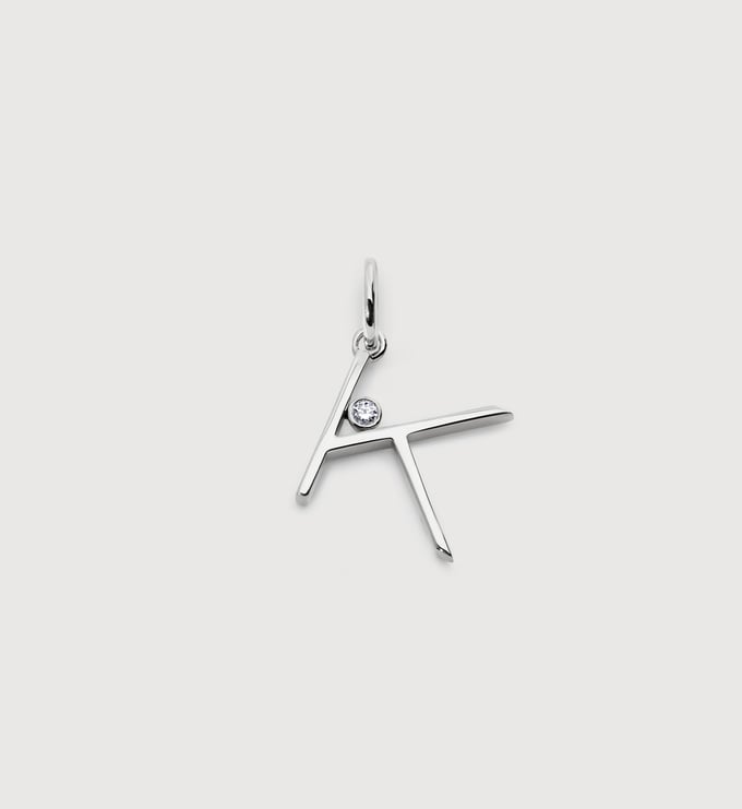 Sterling Silver Solitaire Diamond Initial K Pendant - Lab Grown Diamond - Monica Vinader