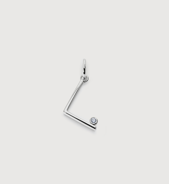 Sterling Silver Solitaire Diamond Initial L Pendant - Lab Grown Diamond - Monica Vinader