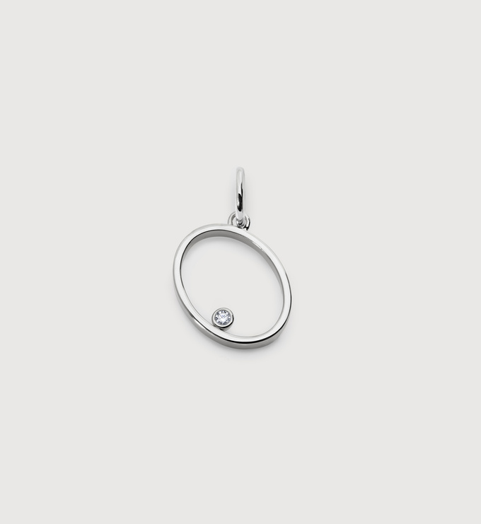 Sterling Silver Solitaire Diamond Initial O Pendant - Lab Grown Diamond - Monica Vinader