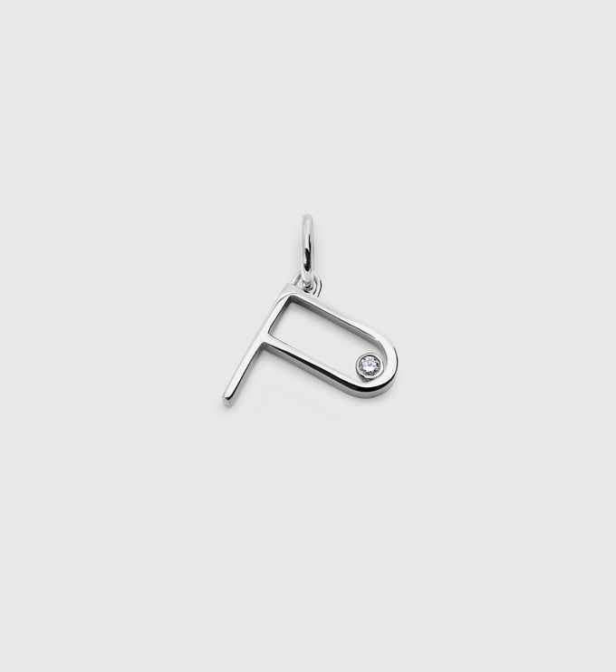 Sterling Silver Solitaire Diamond Initial P Pendant - Lab Grown Diamond - Monica Vinader
