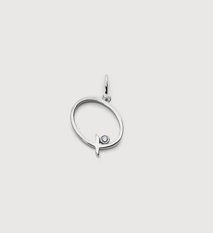 Sterling Silver Solitaire Diamond Initial Q Pendant - Lab Grown Diamond - Monica Vinader