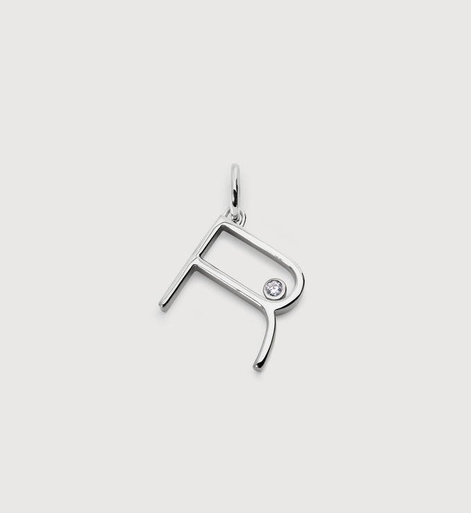 Sterling Silver Solitaire Diamond Initial R Pendant - Lab Grown Diamond - Monica Vinader