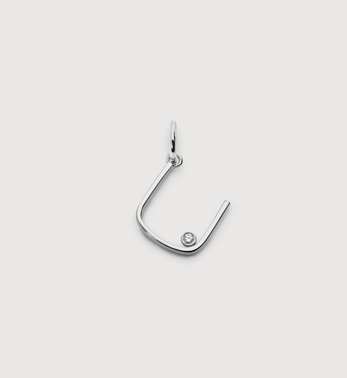 Sterling Silver Solitaire Diamond Initial U Pendant - Lab Grown Diamond - Monica Vinader