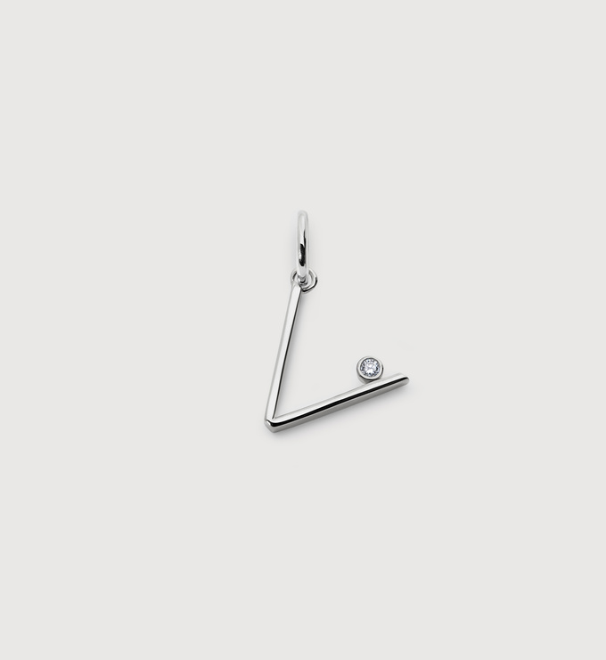 Sterling Silver Solitaire Diamond Initial V Pendant - Lab Grown Diamond - Monica Vinader