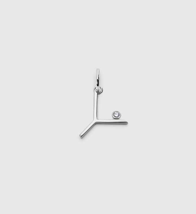 Sterling Silver Solitaire Diamond Initial Y Pendant - Lab Grown Diamond - Monica Vinader