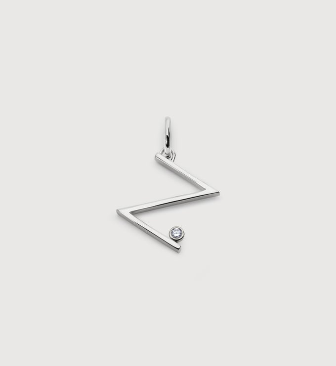 Sterling Silver Solitaire Diamond Initial Z Pendant - Lab Grown Diamond - Monica Vinader