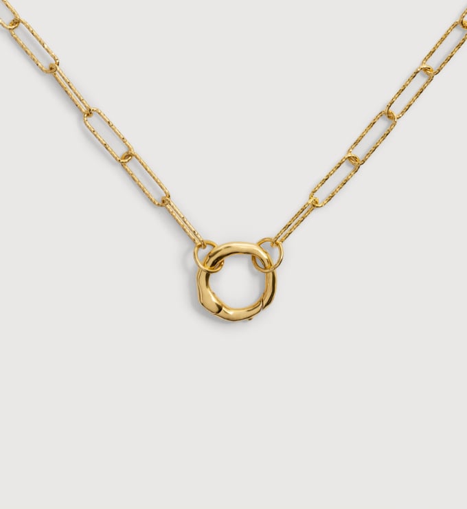 Gold Vermeil Alta Textured Chain Charm Necklace - Monica Vinader