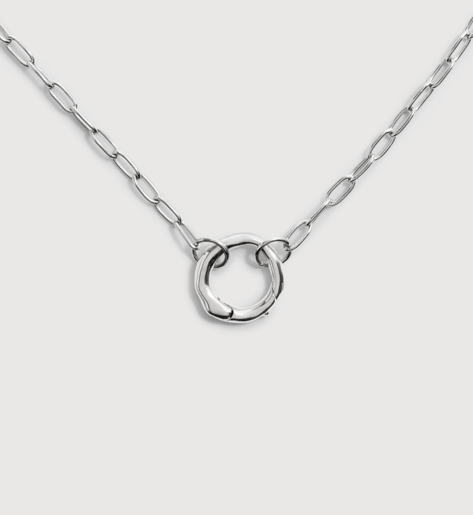 Sterling Silver Oval Link Chain Charm Necklace - Monica Vinader