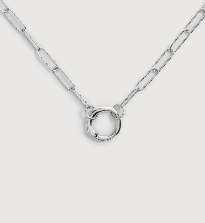 Sterling Silver Alta Textured Chain Charm Necklace - Monica Vinader
