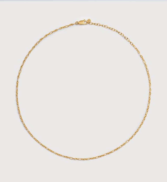 Gold Vermeil Textured Link Chain Necklace 16' - Monica Vinader