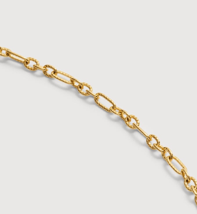Gold Vermeil Textured Link Chain Necklace 16' - Monica Vinader