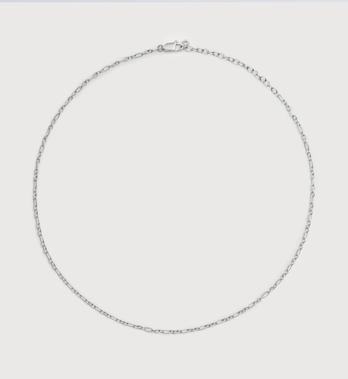 Sterling Silver Textured Link Chain Necklace 16' - Monica Vinader