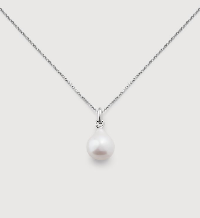 Sterling Silver Baroque Pearl Small Charm Necklace - Monica Vinader