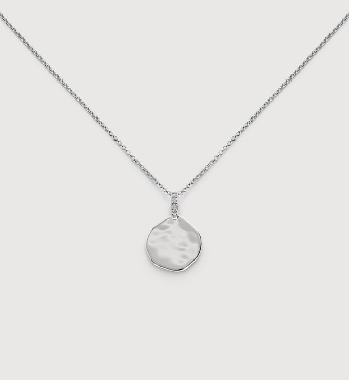 Sterling Silver Diamond Coin Chain Necklace - Monica Vinader
