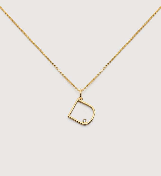 Solitaire Diamond Initial D Chain Necklace - Monica Vinader