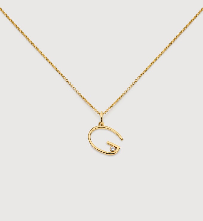 Solitaire Diamond Initial G Chain Necklace - Monica Vinader