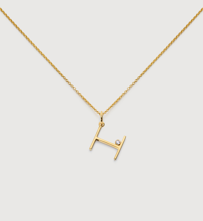 Solitaire Diamond Initial I Chain Necklace - Monica Vinader