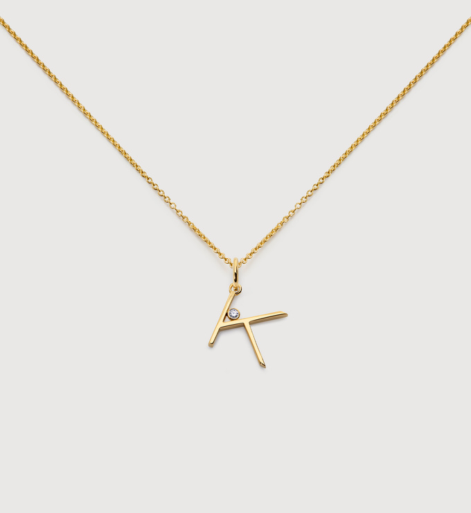 Solitaire Diamond Initial K Chain Necklace - Monica Vinader