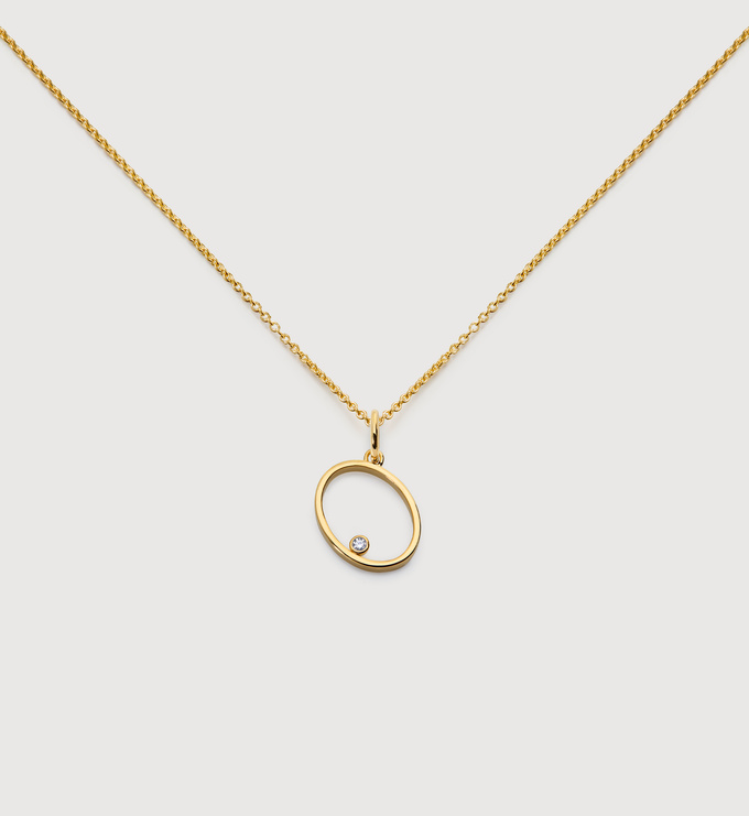 Solitaire Diamond Initial O Chain Necklace - Monica Vinader