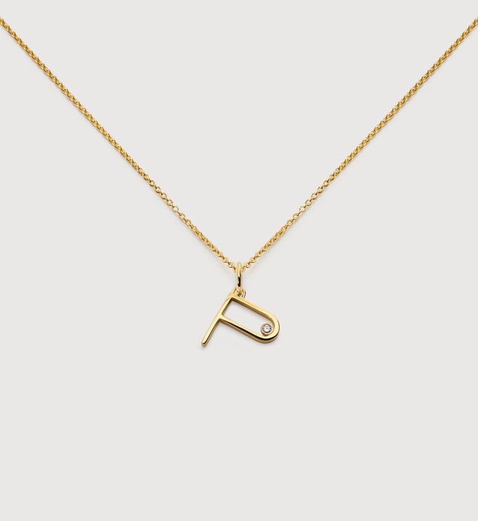 Solitaire Diamond Initial P Chain Necklace - Monica Vinader