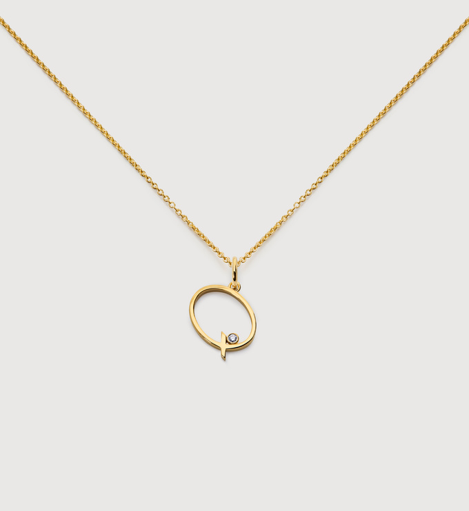 Solitaire Diamond Initial Q Chain Necklace - Monica Vinader