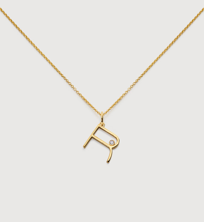 Solitaire Diamond Initial R Chain Necklace - Monica Vinader