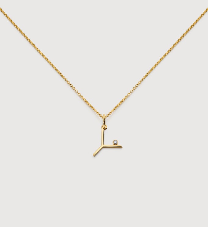 Solitaire Diamond Initial Y Chain Necklace - Monica Vinader