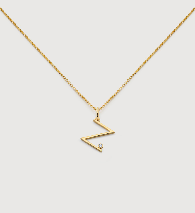 Solitaire Diamond Initial Z Chain Necklace - Monica Vinader