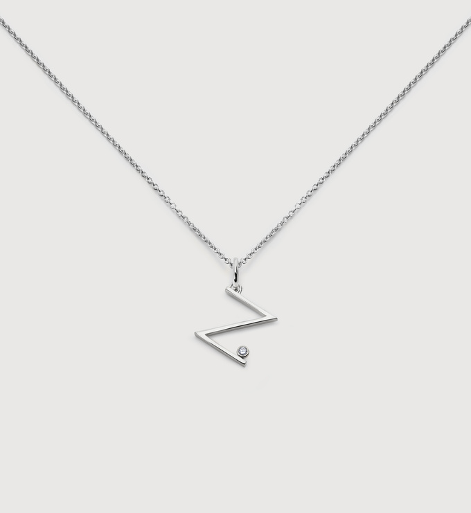 Sterling Silver Solitaire Diamond Initial Z Chain Necklace - Monica Vinader