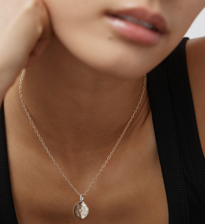 Sterling Silver Diamond Coin Chain Necklace Set - Monica Vinader