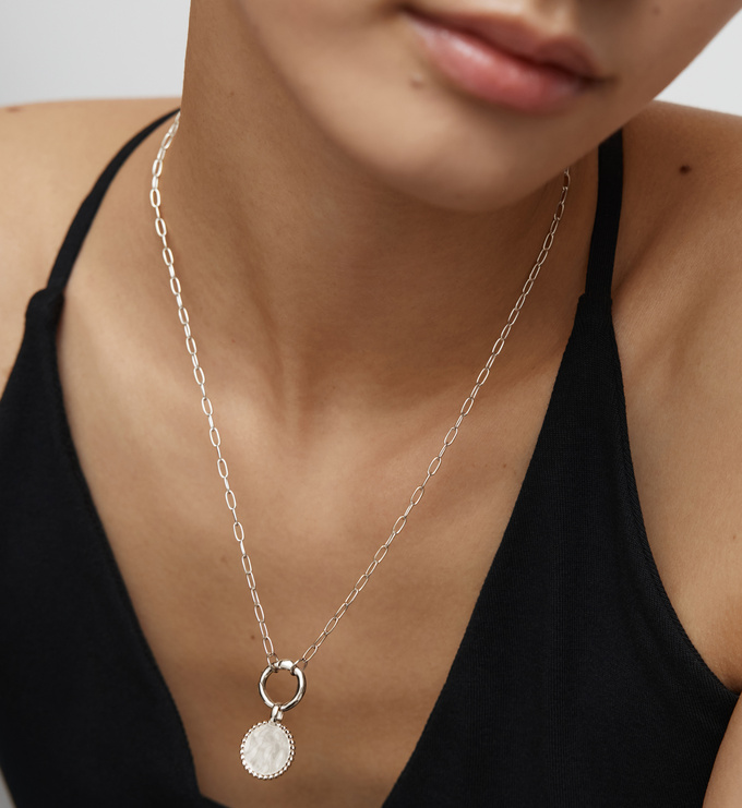 Sterling Silver Deia Beaded Pendant Charm Necklace - Monica Vinader