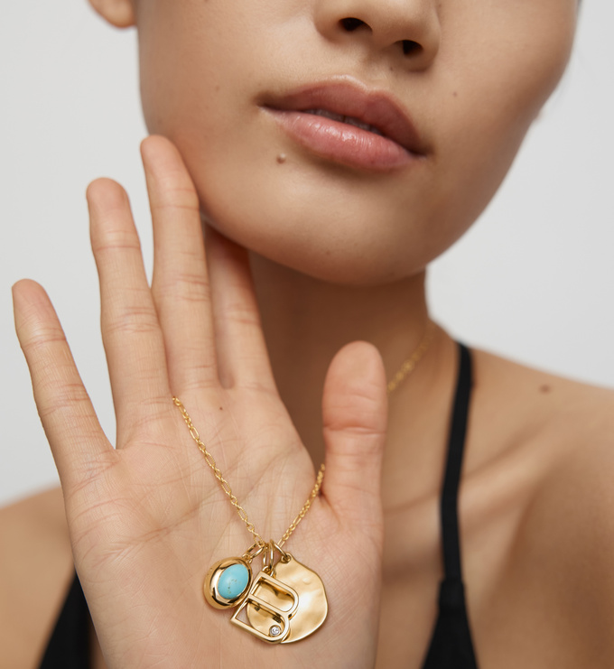 Birthstone, Siren & Diamond Initial Chain Necklace - Monica Vinader
