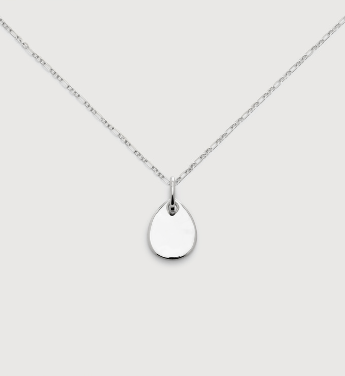 Sterling Silver Ziggy Petal Pendant Textured Chain Necklace - Monica Vinader